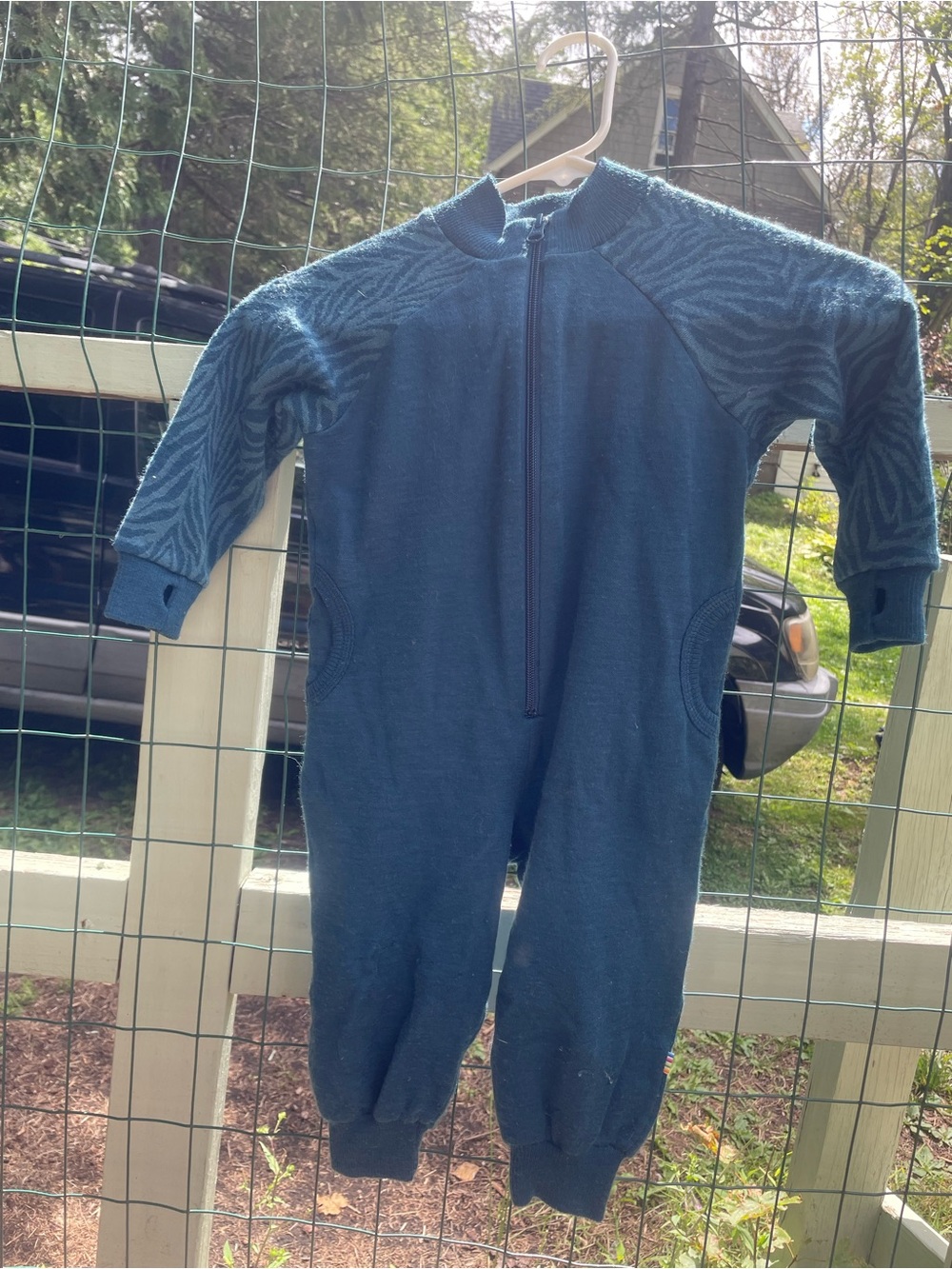 JOHA 2T-3T Blue Wool One-Piece Zip Bodysuit